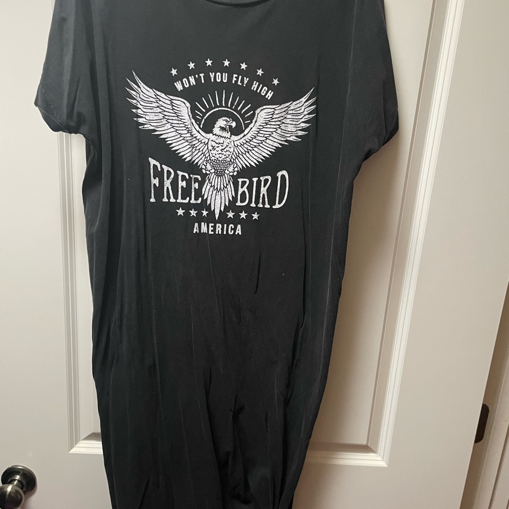 Black Free Bird Graphic T-Shirt Dress